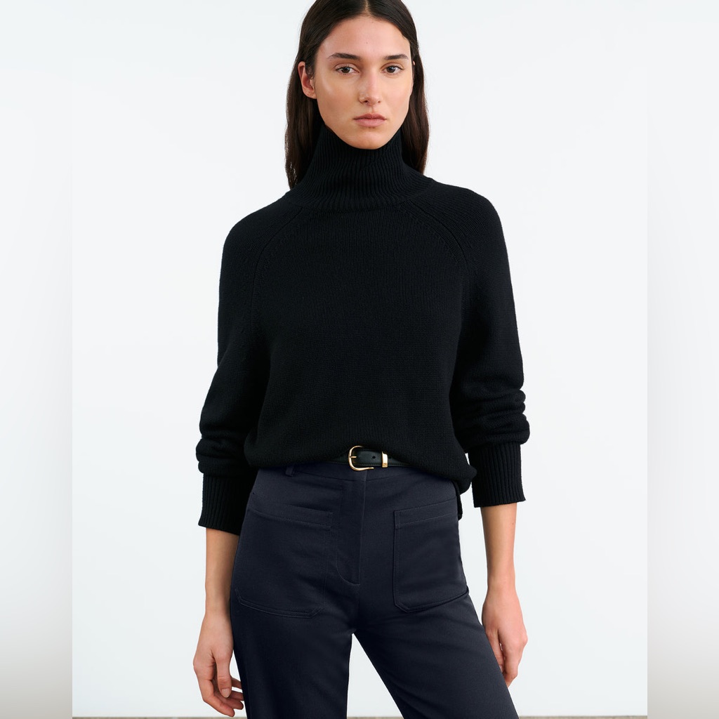 New: Nili Lotan Lanie Cashmere Sweater Black - Us S